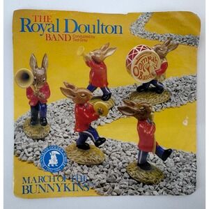 1984 Vintage Royal Doulton Bunnykins Oompah Band 45 Yellow Vinyl Record BN100